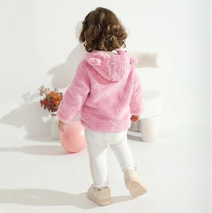 Baby Toddler Boys Girls Fleece Jacket with Hood Zip Up Cute Bear Coats for Infant Boys Girls Fuzzy Jacket with Ear 1-5T
