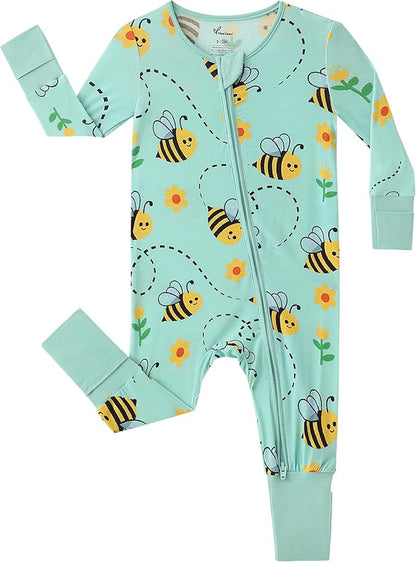 Unisex Infant Neutral Zipped Footies, Viscose from Bamboo 2-Way Zipper Romper Outfit, 0-24 Months One-piece Jumpsuit
