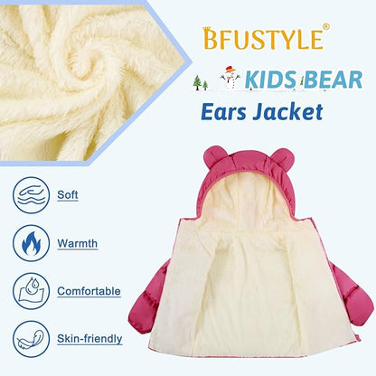 BFUSTYLE Baby Toddler Coat Boys Girls Bear Ear Hooded Puffer Jacket for kids 6M-5T