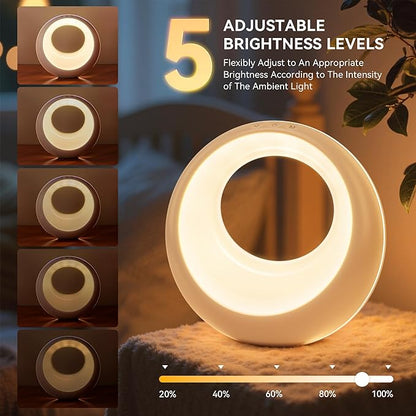 Auxmir Nursery Night Light for Baby, Magic Moon Lamp for Kids and Adult 7 Lighting Colors & 9 RGB Modes, Rechargeable Bedside Table Lamp with Timing Function, Sleep Aid Nursing Lamp for Bedroom