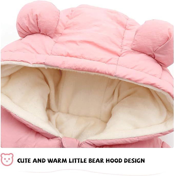 XMWEALTHY Baby Clothes Cute Infant Toddler Snowsuit Warm Newborn Boy Girl Winter Coats Hooded Zip Jumpsuit