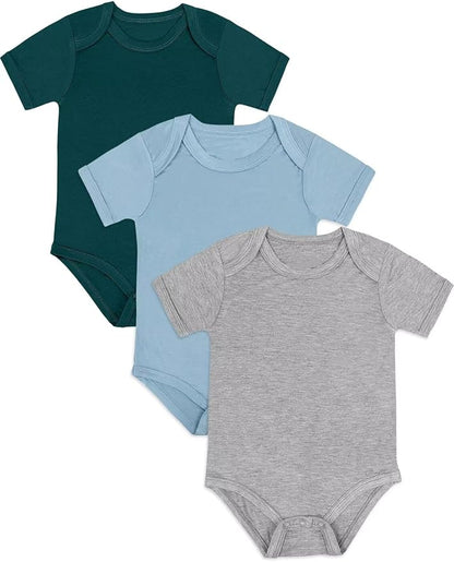 Bamboo Rayon Baby Bodysuit,Short Sleeve Bodysuits Solid Color Outfits for Infant Boys Girls Soft Clothes
