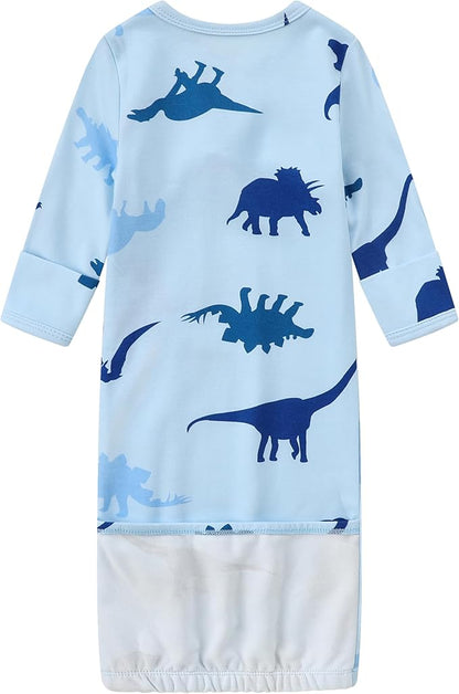 O2 BABY 100% Organic Cotton Kimono Gown with Mittens & Fold-Over Pouch