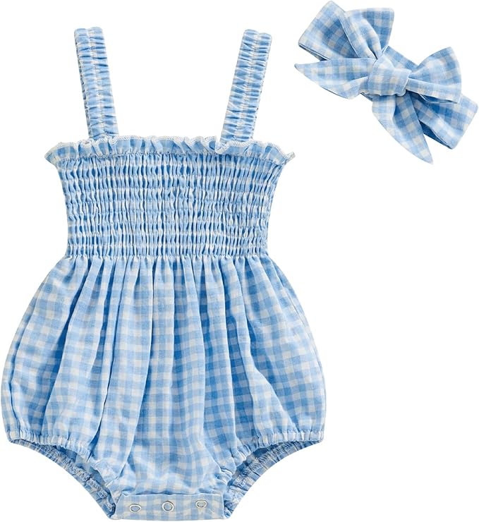 Newborn Baby Girl Bodysuit Sleeveless Halter Frill Romper One-piece Jumpsuit with Headband Summer Clothes Set