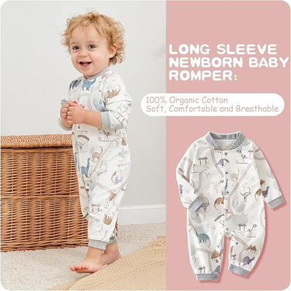 100% Organic Cotton Soft 3-24 Months 2-Piece Unisex Footless Newborn Baby Sleepers Pajamas Romper Boys Girls