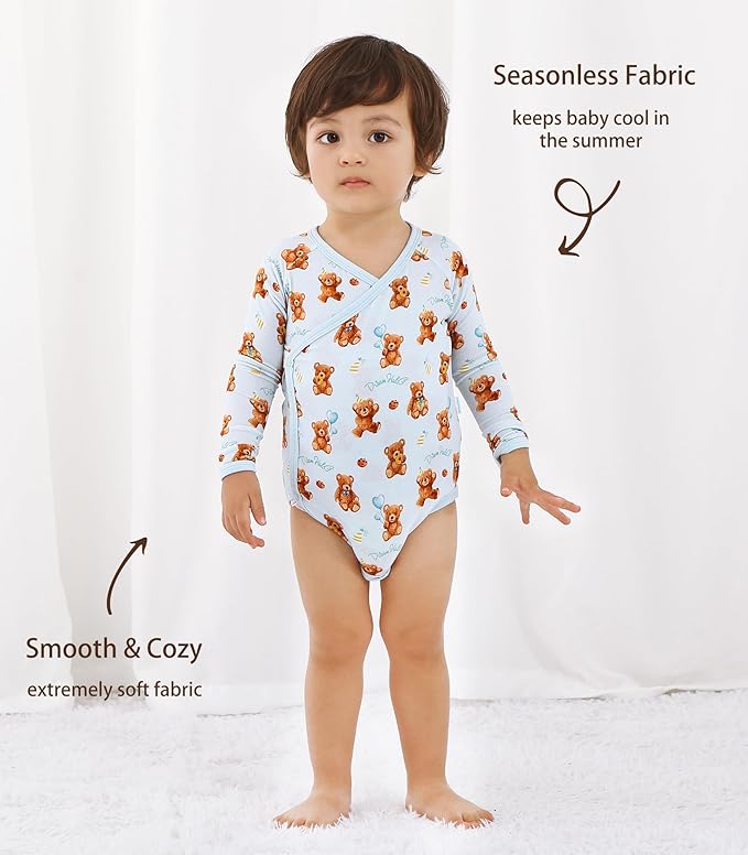 Baby Viscose from Bamboo Bodysuit for Boys Girls Long Sleeve Romper Soft Outfits for Infant One-Piece Cute Clothes