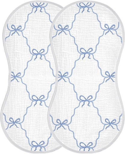 vvfelixl Blue Ribbon Bow Burp Cloths for Baby Boy Girls Baby Washcloths Burp Rags 1 Pack