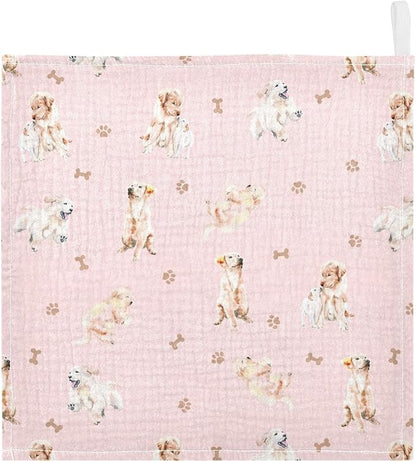 vvfelixl Baby Cotton Washcloths Golden Retriever Infants Bath Towel for Unisex Face Towels for Newborn, Natural Baby Wipes Delicate Skin, 11.8 X 11.8 inch, one sizex5