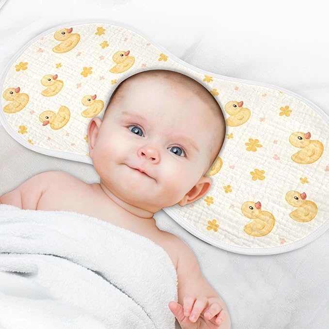 vvfelixl Muslin Burp Cloths Cute Yellow Rubber Ducks Baby Washcloths for Baby Girl Boys 2 Pack