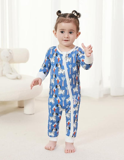 Baby Zippered Rompers Newborn Pajamas Sleepers Long Sleeve Jumpsuits Infant Zipper Romper-Viscose from Bamboo