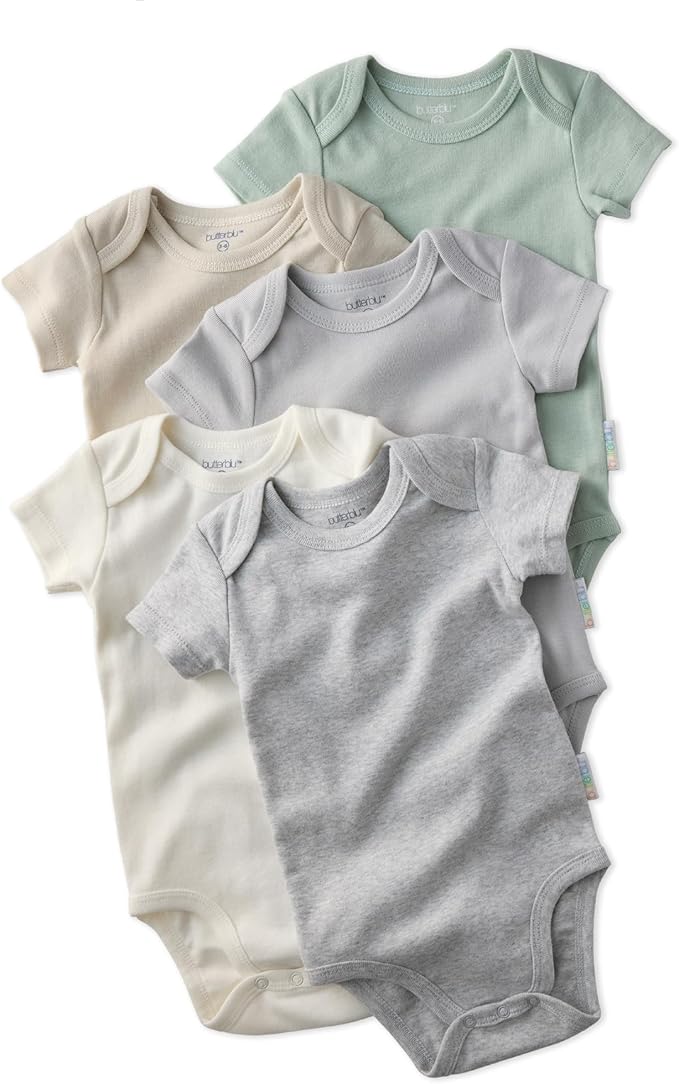 Avery 5-Pack Short Sleeve Bodysuits 100% Organic Cotton for Baby Boys & Girls