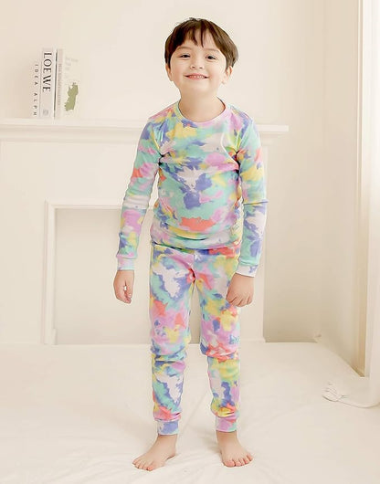 VAENAIT BABY 12M-12Y Toddler Kids Boys Girls 100% Cotton Marbling Tiedye Sung Fit Sleepwear Pajamas 2pcs Pjs Set