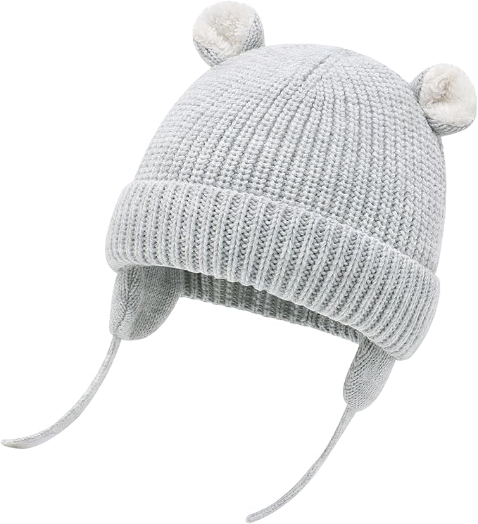 Duoyeree Cozy Baby Beanie with Earflaps and Fleece Lining - Winter Hat for Baby Boys & Girls