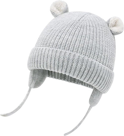 Duoyeree Cozy Baby Beanie with Earflaps and Fleece Lining - Winter Hat for Baby Boys & Girls