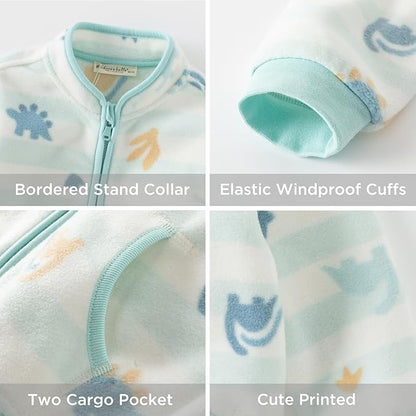 DAVE&BELLA Toddler Printed Polar Fleece Jacket, Zip Up Lightweight Outerwear for Kids Boys Girls Fall Spring Coat 2-9 Years