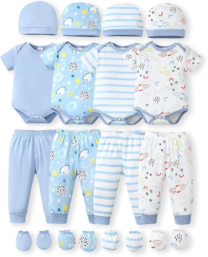 NZRVAWS Newborn Baby Boy Girl Clothes Unisex Preemie Infant Must Have Pants Set Outfits 0-18 Months 20 Pcs Essentials Gift