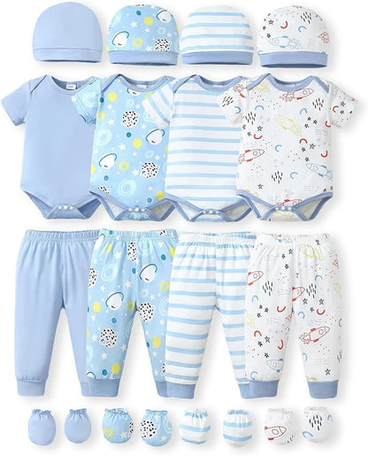 NZRVAWS Newborn Baby Boy Girl Clothes Unisex Preemie Infant Must Have Pants Set Outfits 0-18 Months 20 Pcs Essentials Gift