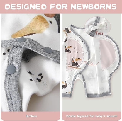 100% Organic Cotton Soft 0-6 Months Unisex Footless Newborn Baby Sleepers Pajamas Romper Boys Girls Long Sleeve