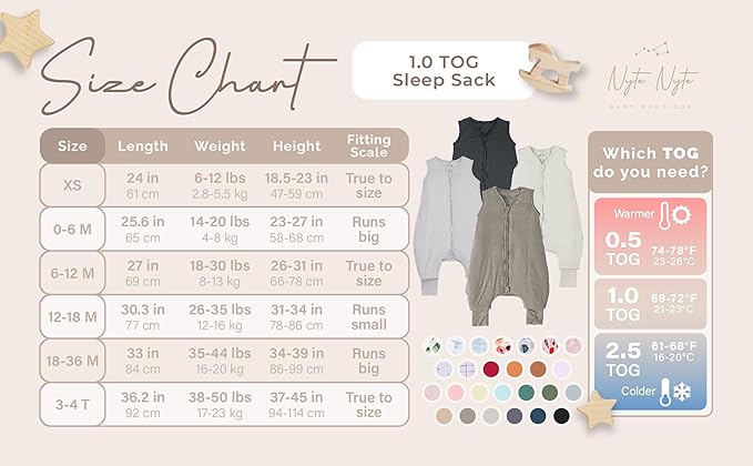 Nyte Nyte Baby - Sleeveless Soft Baby & Toddler Sleeping Sack, Breathable with Adjustable Feet Cuffs & Anti-Slip Grip