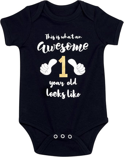 Cnins Funny Baby Bodysuit & Daddy Matching Cotton Outfit for Wild One 1st Birthday, Unisex Newborn Infant Clothes 0-24M