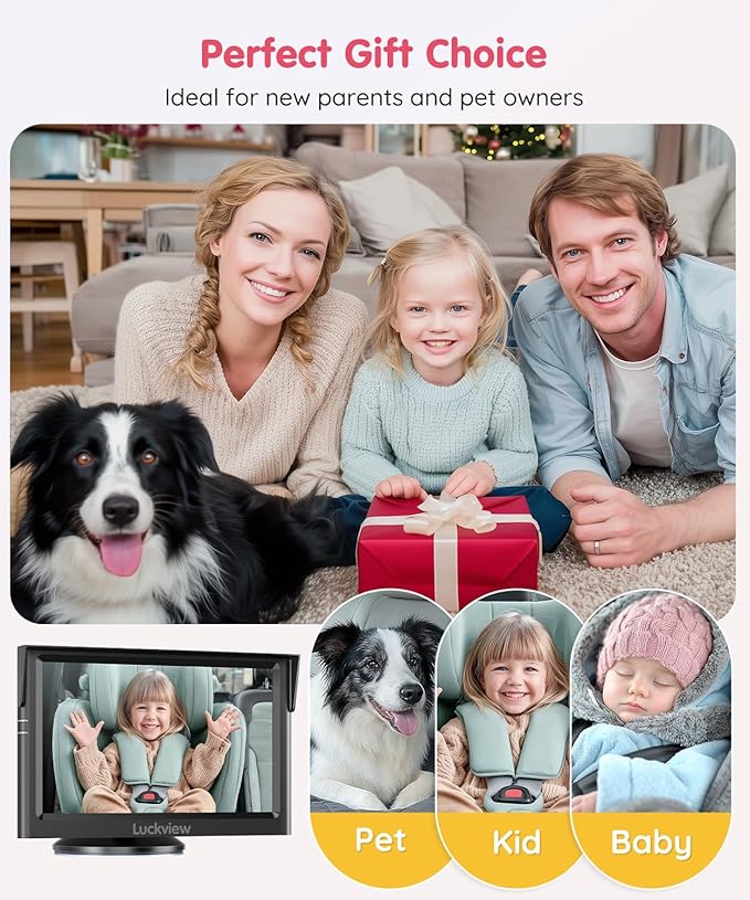 BM1 Baby Car Camera for Back Seat & Pet Monitoring, 5'' 1080P Monitor with IR Night Vision, 3X Zoom, Crystal Clear View, Easy 5-Min Wired Installation for Peace of Mind