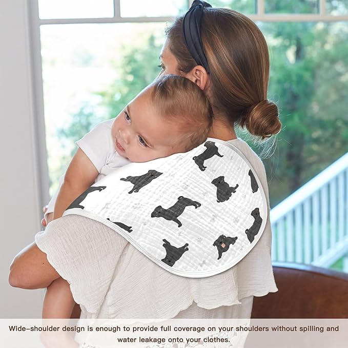 vvfelixl Baby Burp Cloths Black Pug White Baby Newborn Cotton Burping Cloths Set Baby Washcloths 4 Pack