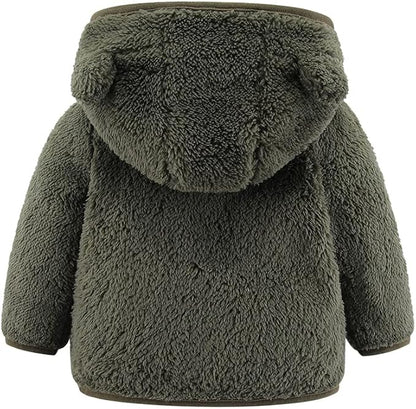 Gajaous Infant Baby Boys Girls Cartoon Fleece Jacket Hooded Coat with Ears Warm Zipper Up Outwear