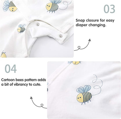 pureborn Baby Romper Bodysuits 2-Pack Unisex Soft Cotton One-Piece Outfit for Infant Boys Girls 0-24 Months