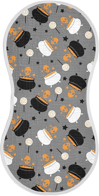vvfelixl Baby Burp Cloths Halloween Witch Cauldron Baby Newborn Cotton Burping Cloths Set Baby Washcloths 4 Pack