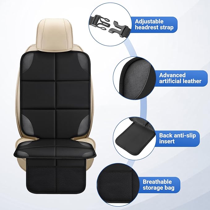 Car seat Protector 2 mesh Pocket Waterproof car seat Covers, Universal Size, Baby, pet, Children's car seat Protector, Anti Slip Bottom (1 Piece)