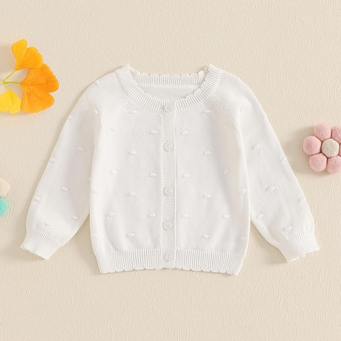 Newborn Baby Girl Knit Sweater Cardigan Winter Warm Button Down Sweatshirt Top Jacket Outfit Cute Infant Fall Clothes