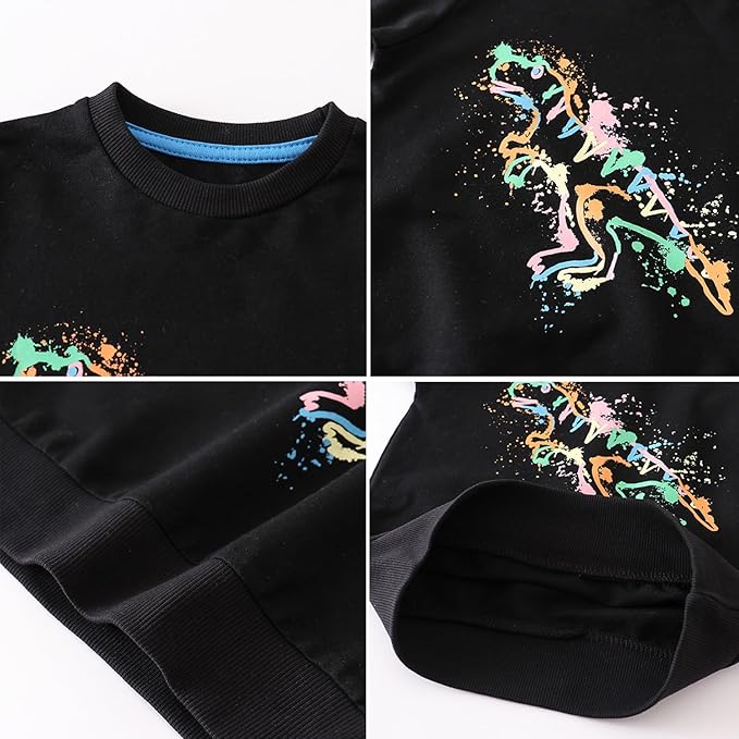 BeiVSlley Toddler Boys 3 Pack Cotton Pullover Crewneck Sweatshirt Long Sleeve Cartoon Shirt Sweaters Tops