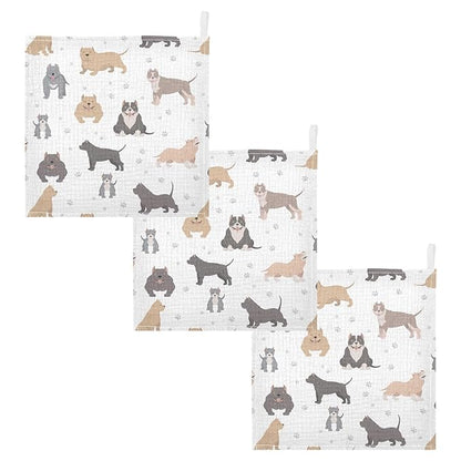 vvfelixl Baby Muslin Washcloths American Bully Dogs Baby Burp Cloths Cotton Baby Face Towel for Newborn Infants Boys Girls Soft and Absorbent 11.8 X 11.8In, 3 Pack