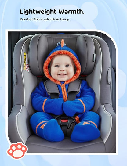 PATPAT Fleece Hooded Footed Clothes, Soft Warm Footie Covers, Car Seat Friendly, Easy Zip,Cute Romper Newborn Infant Jumpsuit