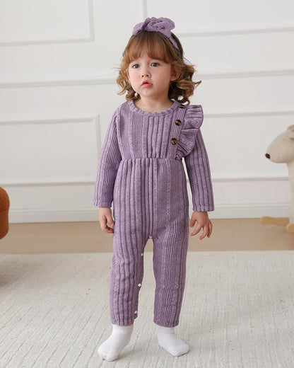 Infant Baby Girl Clothes Newborn Girl Romper Fall Winter Outfit Ruffle Long Sleeve Jumpsuit Romper Cute Baby Girl Outfit