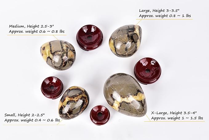 AMOYSTONE Natural Septarian Polished Egg Shape with Base Healing Crystal Egg Height 2-2.5", for Thanksgiving Christmas Home Decors, Housewarming Gift