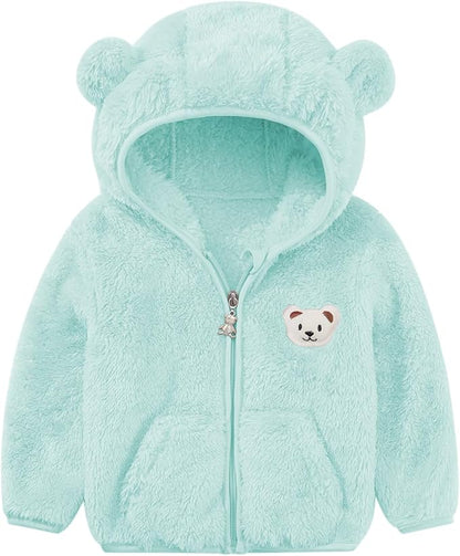 Baby Boys Girls Fleece Jackets Zip Up Hoodies Cute Bear Coats Fall Winter Fuzzy Jacket Newborn Boys Girls Outwear