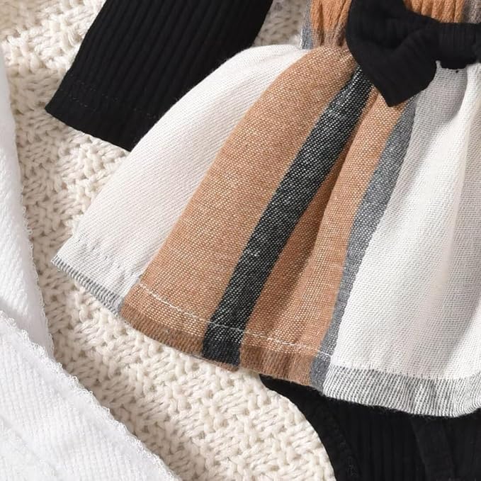 Unutiylo Preemie Newborn Baby Girl Clothes Romper Suspender Dress Fall Winter Outfits Ruffle Long Sleeve Jumpsuit