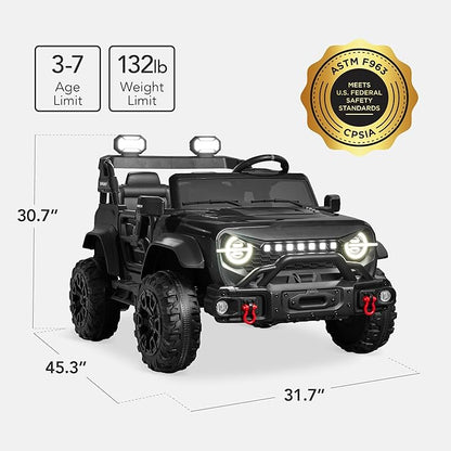 Best Choice Products Kids 24V 2-Seater Electric Ride On Car Truck w/ 132lb Weight Capacity, Parent Control, Bluetooth, LED Lights - Black