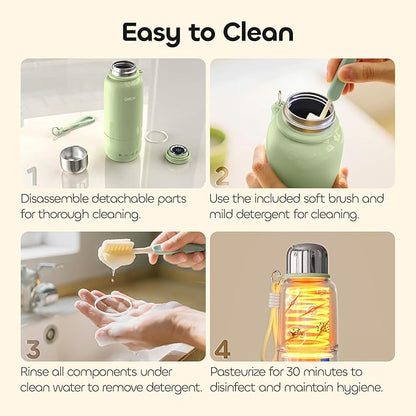 QIBOX Portable Bottle Warmer for Travel - 3Min Fast Heating of Breast Milk and Formula, 36W Fast Charge, 17 Ounces Large Capacity, Baby Bottle Warmer On The Go for Outdoor Airplane and Car