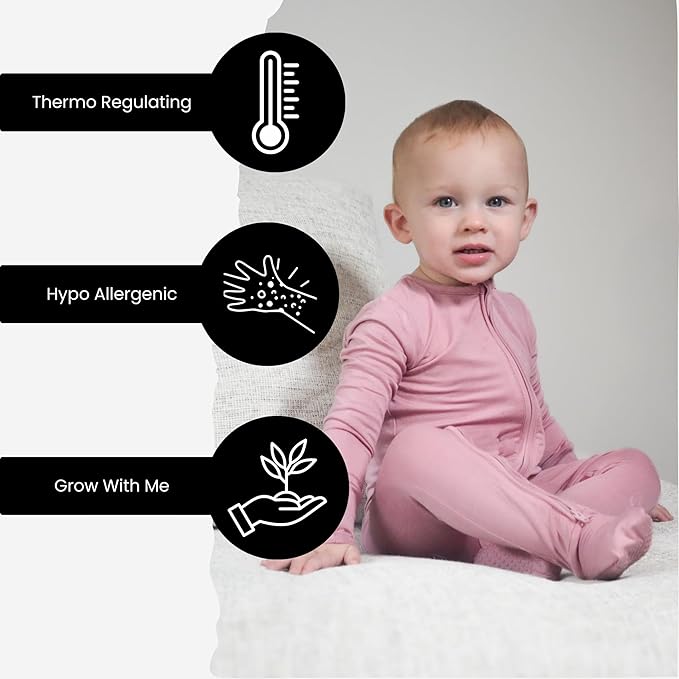 ITSY BITSY BOUTIQUE Viscose Bamboo Baby Pajamas - Boys and Girls Footie Sleeper Convertible 2-Way Zipper Sleeper