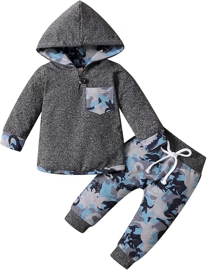Baby Boy Clothes Infant Hoodie Tops Outfit Long Sleeve Sweatshirt Plaid Pants 2pcs Set 0-36 Months