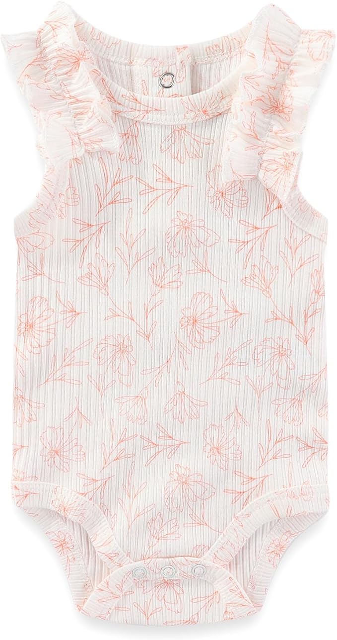 Baby Bodysuit 6 Pack Soft Mixed Ribbed Short Sleeve Romper Infant Boy Girl Clothes Set