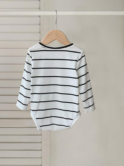 Newborn Infant Baby Boy Romper Fall Winter Long Sleeve Buttoned One Piece Romper Bodysuit 0-24 Months