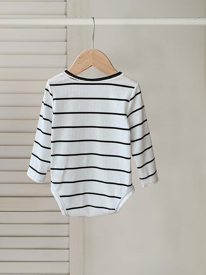 Newborn Infant Baby Boy Romper Fall Winter Long Sleeve Buttoned One Piece Romper Bodysuit 0-24 Months