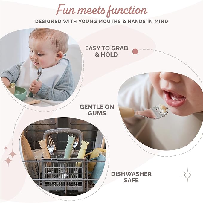 Sophie la girafe Cutlery Set | Easy to Grip | Includes Fork, Knife with Round Tip & Spoon | Ideal for Baby's First Meals