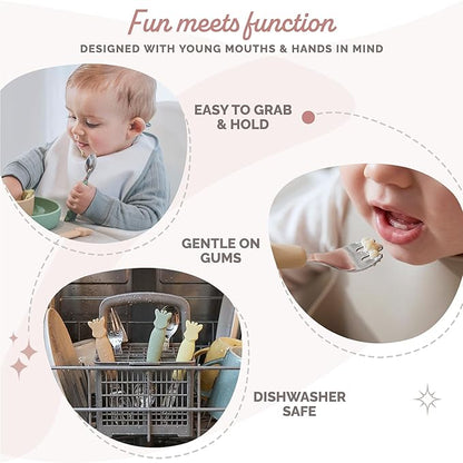 Sophie la girafe Cutlery Set | Easy to Grip | Includes Fork, Knife with Round Tip & Spoon | Ideal for Baby's First Meals