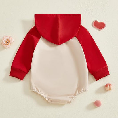 Thorn Tree Baby Boy Valentines Outfit Hooded Sweatshirt Bubble Romper Newborn Sweater Infant Onesie Hoodie