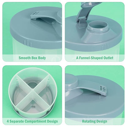 Accmor Baby Formula Dispenser On The Go, Non-Spill Rotating Four-Compartment Formula Container to Go, Milk Powder Kids Snack Container for Infant Toddler Travel Outdoor, Blue