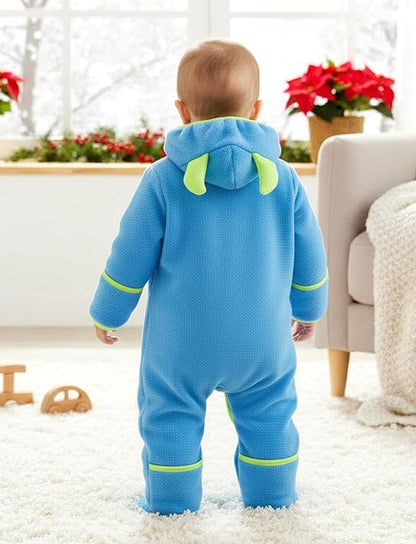 PATPAT Fleece Hooded Footed Clothes, Soft Warm Footie Covers, Car Seat Friendly, Easy Zip,Cute Romper Newborn Infant Jumpsuit
